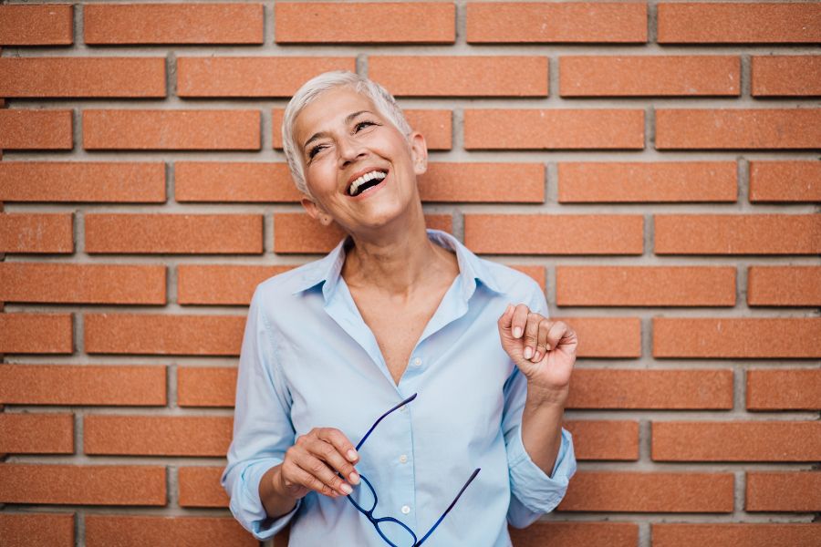 An older woman smiling